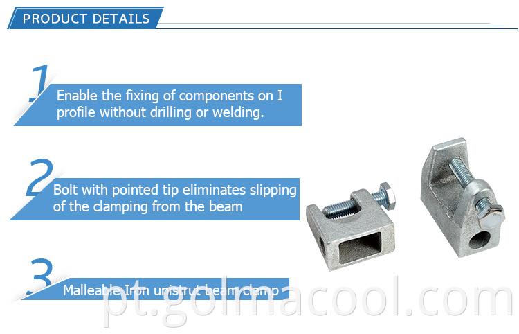 3/8'' 1/2'' 5/8'' Aço galvanizado C Canal H Braçadeira de viga para sistemas HVAC